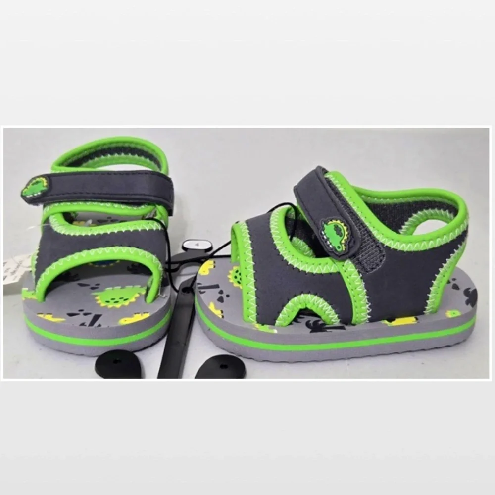New Wave Zone Shoes Kids Prewalk Baby Sandals Dino Grey Green NWT